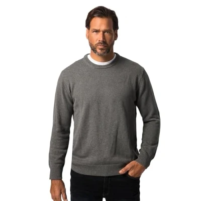 Abbildung von JP 1880 Herren Rundhals Pullover, Grau Melange, 6XL EU