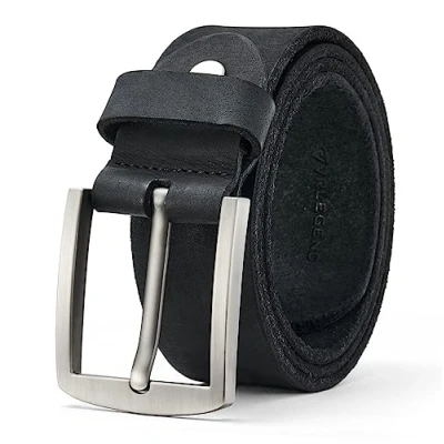 Abbildung von VRLEGEND Herren Gürtel Leder Männer Ledergürtel Echtleder 3.8cm Breit mit Geschenkbox (Schwarz, Gesamtlänge 135cm)