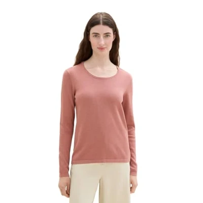 Abbildung von TOM TAILOR Damen 1044388 Basic Pullover mit Rundhalsausschnitt, 33157 Fading Rose Melange, L