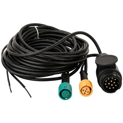 Abbildung von AUTOLIGHT 24 Kabelsatz für Anhänger 5 Meter 13 polig + 2 x DC Abgang Kabel Anhängerbeleuchtung Rücklichter Kabelbaum mit Bajonettverbinder