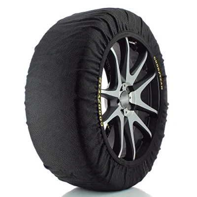 Abbildung von Goodyear Auto Schneeketten Textil Schnee Reifen Anfahrhilfe mit Ö Norm V5121, Größe M, Schwarz