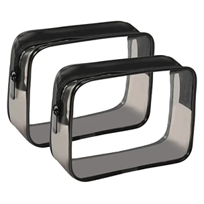 Abbildung von LUZWAY Kulturbeutel Transparent 2 Stück, durchsichtig Flugzeug Beutel Transparenter Kulturbeutel, PVC Kosmetiktasche Wasserdicht für Männer Frauen(2pcs Waschbeutel)