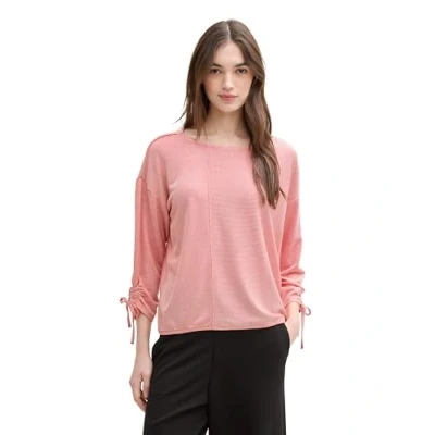 Abbildung von TOM TAILOR Denim Damen 1035680 T Shirt, 37181 Small Red White Stripe, L