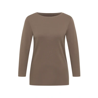 Abbildung von Cecil Unifarbe Langarmshirt, Damen, Größe: XXL, Braun