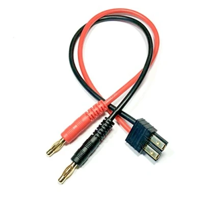 Abbildung von VUNIVERSUM 1x Stück Premium Lipo Akku Ladekabel mit 2Pin TRX Traxxas Stecker Goldstecker Male auf 4mm Bananenstecker Stifte 30cm 14AWG, 1.5 mm² Kabel Modellbau