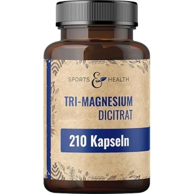 Abbildung von Tri Magnesiumdicitrat Kapseln 210 Magnesiumcitrat hochdosiert Trimagnesiumdicitrat ohne unnötige Zusatzstoffe in Deutschland produziert und geprüfte Magnesium Citrate