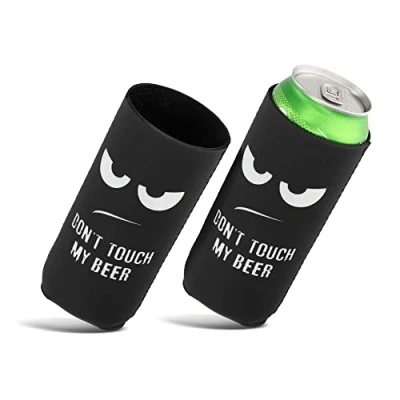 Abbildung von kwmobile 2x 500ml Can Dosenkühler für Bierdosen und andere Getränkedosen Don&#039;t touch my beer Weiß Schwarz