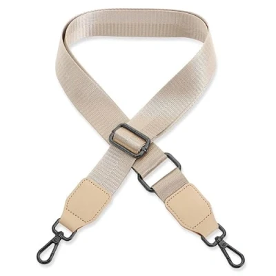 Abbildung von Schultergurt für Handtasche Laptoptasche Beige [Metallfarbe: Schwarz] Länge verstellbar 89 142 cm Breite 3,8 Ersatz Gurt Band Schulterriemen Strap Umhängegurt