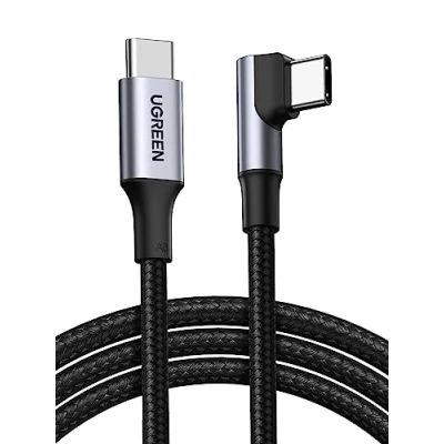 Abbildung von UGREEN 100W USB C auf Kabel Winkel PD 3.0 PPS Ladekabel 90 Grad kompatibel iPhone 16 Pro Max, 15, Galaxy S24 Ultra A55, M3 MacBook Pro/Air iPad 2024 Steam Deck usw. (0.5M)