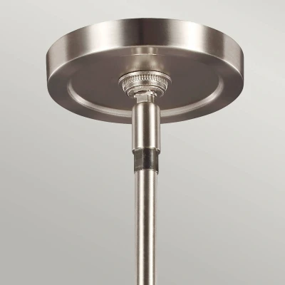 Abbildung von Feiss FE Prospect Park 3P Kronleuchter 3xE27 Nickel satiniert, Opalglas weiss H:46,4cm L:21,3cm B:97,8cm dimmbar höhenverstellbar