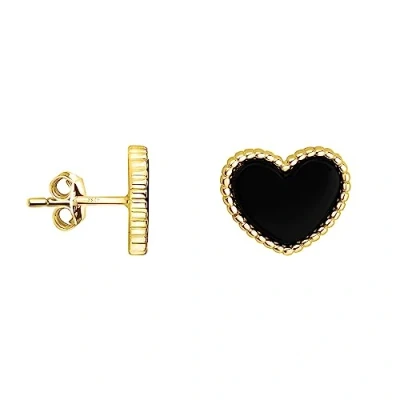Abbildung von SOFIA MILANI Damen Ohrringe 925 Silber vergoldet/golden &amp; mit Zirkonia Steinen Schwarzes Herz Kugel Ohrstecker E2215