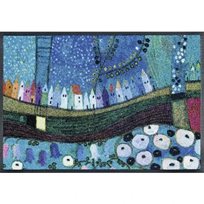 Abbildung von wash+dry Fußmatte, Stadt in Blau 75x120 cm, innen und außen, waschbar