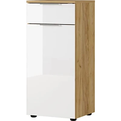 Abbildung von Germania Unterschrank 2705 242 GW Avino, in Navarra Eiche Nb./Weiß, mit Glasauflage, 39 x 85 34 cm (BxHxT)