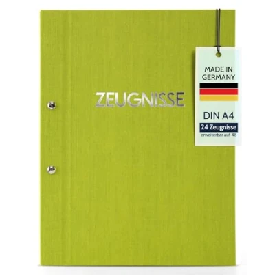 Abbildung von goldbuch 36005 Zeugnismappe Colours, Urkundenmappe DIN A4, Dokumentenmappe mit Schraubverschluss und 12 Sichttaschen, Mappe Erweiterbar, Ordnungsmappe Leinenstruktur Einband, Orgamappe Grün