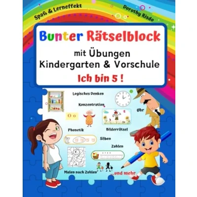 Abbildung von Bunter Rätselblock /Vorschulblock Kindergartenblock/ Lernblock ab 5 jahre mit Übungen für Junge und Mädchen in Kindergarten Vorschule: ... Finde den Fehler andere Rätselspaß