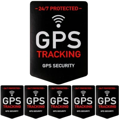 Abbildung von Aufkleber Set &quot;GPS TRACKING&quot;, 6 Stück, 5 x 3,5 cm, selbstklebende Folie, außenklebend, Warnhinweis Sticker Innen und Außenbereich, Diebstahl Schutz Klebesticker, Hinweissticker GPS alarmgesichert