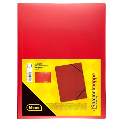 Abbildung von Idena 10378 Sammelmappe mit Gummizug für DIN A3, aus Polypropylen, transluzent rot, 1 Stück