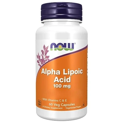 Abbildung von Now Foods, Alpha Lipoic Acid (Alpha Liponsäure), 100mg, mit Vitamin C und E, 60 vegane Kapseln, Laborgeprüft, Glutenfrei, Sojafrei, Gentechnikfrei