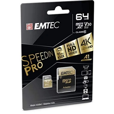 Abbildung von Emtec MicroSDXC 64GB Class10 Speedin Class 10 Speicherkarte Speicherkarten (MicroSDXC, Schwarz, Braun, 10)