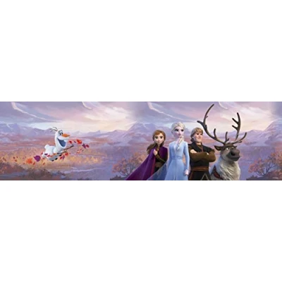 Abbildung von AG Design ELSA mit Freunden in den Bergen, Frozen 2, Disney, dekorative Wandbordüre für Kinderzimmer, 5 m x 10 cm, WBD 8159, Mehrfarbig, 0,1m