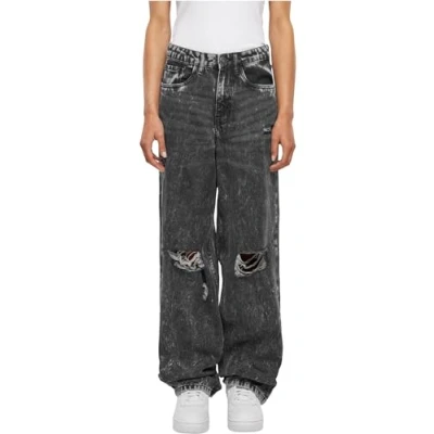 Abbildung von Urban Classics Damen TB6155 Ladies Distressed 90&#039;s Wide Leg Denim Pants Hose, Black Charcoal Washed, 30