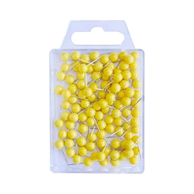 Abbildung von Wedo 56105 Markierungsnadeln Rundkopfnadeln, Nadellänge 16 mm, Kopfdurchmesser 6 100 Stück, Gelb