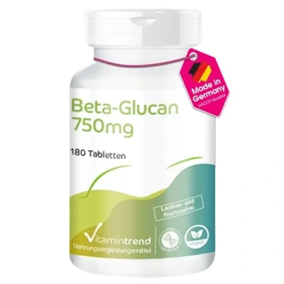 Abbildung von Beta Glucan 750mg 180 Tabletten hochdosiert vegan 70% Polysaccharide Vitamintrend®