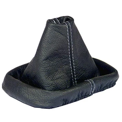 Abbildung von L &amp; P Car Design L&amp;P A0038 Schaltsack Schaltmanschette kompatibel mit VW Polo 9N 100% Echtleder Leder Schwarz Naht Grau