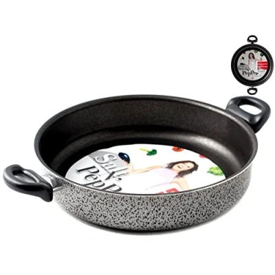 Abbildung von Home Salt N&#039;Pepper Antihaft Bratpfanne mit 2 Griffe, Aluminium, Schwarz/Grau, 30 cm