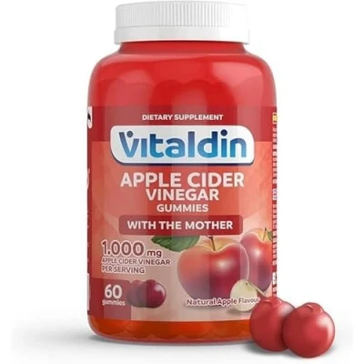 Abbildung von VITALDIN Apple Cider Vinegar Gummies 1.000 mg Dosis pro Tag 60 Fruchtgummis (für 1 Monat) Apfelessig mit Vitamin B12 &amp; Folsäure Superfood Detox Vegan Glutenfrei