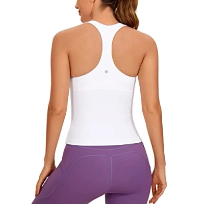 Abbildung von CRZ Yoga Damen Butterluxe Tank Tops Racerback Sport Top Fitness Oberteil Tanktops mit Integriertem BH Weiss 44