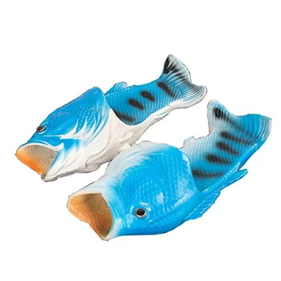 Abbildung von Fisch Hausschuhe Sommer Strand Damenschuhe Herren weiche kreative Dusche rutschfeste lustige Tier Sandalen Freizeit（Schwarz,48/49 EU