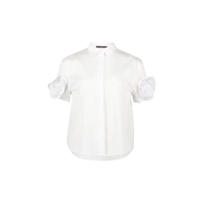 Abbildung von zero MIT Stoffblume AM ÄRMEL Hemdbluse, Damen, Größe: 36, Brilliant white