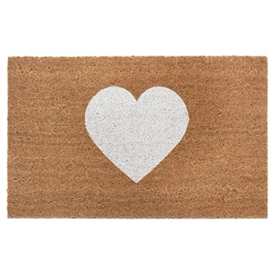 Abbildung von Hanse Home Kokos Fußmatte für Innen Schmutzfangmatte Natur, Kokosmatte Herz Weiß, Fußabtreter rutschfest Flur, Terrasse, Eingangsbereich 45x75cm