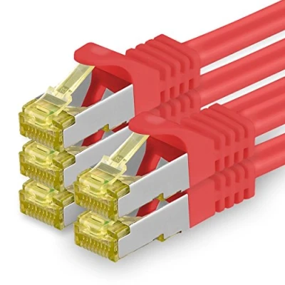 Abbildung von 1aTTack.de Cat.7 Netzwerkkabel 1m Rot 5 Stück Cat7 Ethernetkabel Netzwerk LAN Kabel Rohkabel 10 Gb s SFTP PIMF LSZH Set Patchkabel mit Rj 45 Stecker Cat.6a
