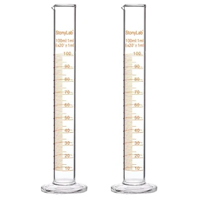 Abbildung von StonyLab 2er Pack 100 ml Borosilikatglas Labor Zylinder Messzylinder, Glass Cylinder