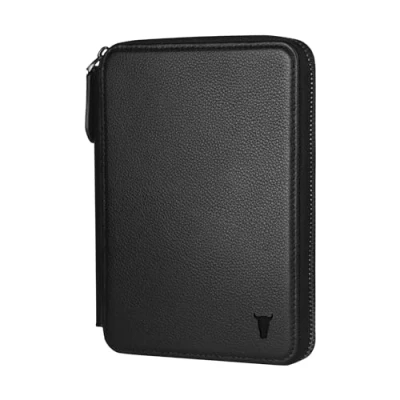 Abbildung von TORRO Reisebrieftasche aus echtem Leder mit Reisepasshalter und abnehmbarem Kartenhalter (Schwarz)
