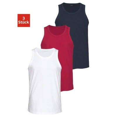 Abbildung von H.I.S 3 PACK Unterhemd/shirt Weiß rot marine, Herren, Größe: Small, marine