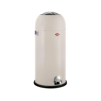 Abbildung von Wesco Kickmaster Maxi Abfallsammler in der Farbe sand matt, pulverbeschichtetes Stahlblech, eingebauter Dämpfer, 40 Liter Volumen, großer Einwurf