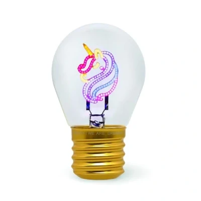 Abbildung von LEGAMI Glühbirnenförmige Tischlampe, wiederaufladbar mit USB Kabel, kabellos, Glühbirnen Fiktion, Unicorn Thema, 6,8 x 10,3 cm