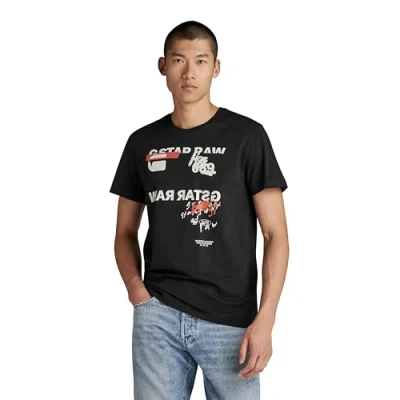 Abbildung von G Star RAW Herren Mirror Graphic T Shirt, Schwarz (Dk Black D24701 336 6484), X Small EU