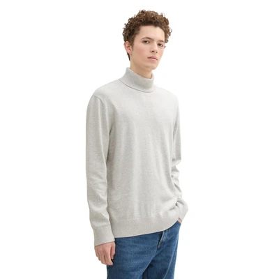 Abbildung von TOM Tailor Denim Basic Rollkragen Strickpullover, Herren, Größe: XL, Light stone grey melange