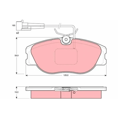 Abbildung von TRW GDB1058 Bremsbelagsatz inkl. Verschleißwarnkontakt mit Bremssattelschrauben Zubehör ALFA ROMEO: Spider, 155, GTV, LANCIA: Thema Saloon