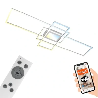 Abbildung von Smarte LED Deckenleuchte Ram, alufarben, CCT, Fernbedienung