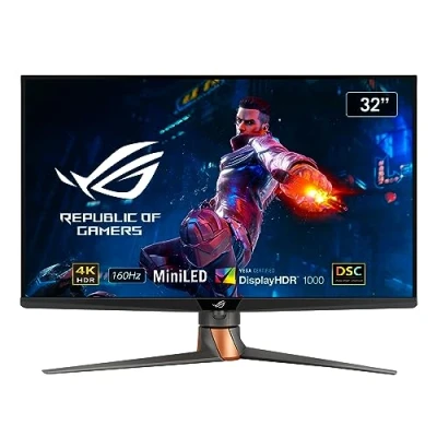 Abbildung von ASUS ROG Swift PG32UQXR 32 Zoll 4K UHD Gaming Monitor 160 Hz, 1ms GtG, Adaptive Sync, FreeSync, DisplayHDR 1000 Fast IPS FALD, Quantum Dot, 16:9, 3840x2160, DP, HDMI 2.1, USB Hub, Schwarz