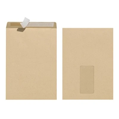 Abbildung von Herlitz Versandtasche C5 90 g Haftklebend mit Fenster, Recyclingpapier, blauer Engel, 10 er Packung, eingeschweißt, braun