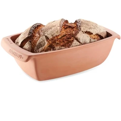 Abbildung von Romertopf Brotbackform aus Keramik Kastenform für 1,5Kg Backgut 34,5cm Brottopf zum Backen von Brot &amp; Kuchen, Terrakotta