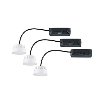 Abbildung von Paulmann 92477 LED Einbauleuchte Choose Modul Coin 3er Set Easy Dim rund 3x6,5W dimmbar Leuchtmittel Satin Einbaustrahler Kunststoff Einbaulampe 2700K