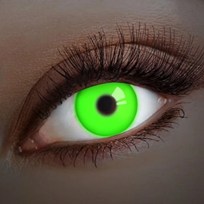 Abbildung von aricona Kontaktlinsen Grüne UV ohne Stärke Farbige mit Spezialeffekt für Karneval, Fasching, Cosplay und Motto Partys, 2 Stück