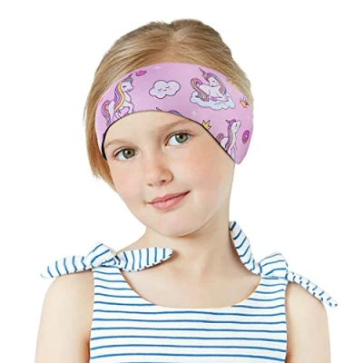 Abbildung von MoKo Schwimmen Stirnband, Neopren Schwimmband Ohrenband Wasserdichtes Kopfband Haarband mit Hohe Elastizität und Klettverschluss Ohrenschutz Band für Kinder Alter 3 9, M Größe (B) Rosa